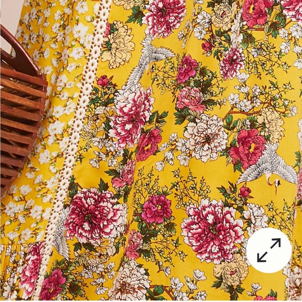 Anthropologie maxi dress Farm Rio size L yellow floral Cantonal maxi sold out - Picture 16 of 16